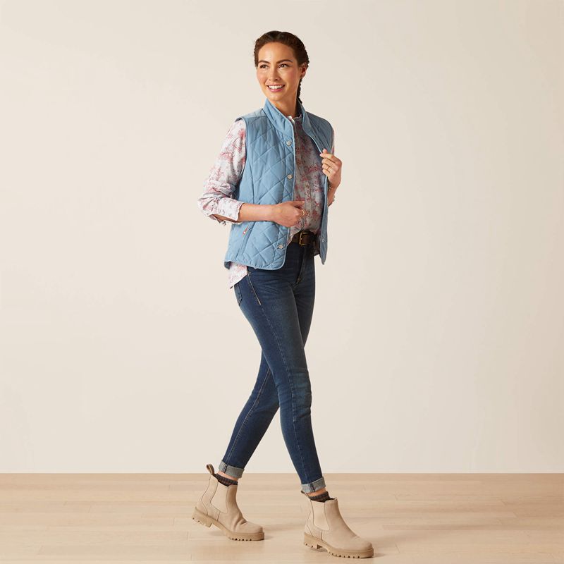 Ariat Woodside Vest Bleu Femme | KNW-74785790