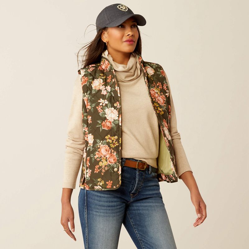 Ariat Woodside Vest Rosegarden Print Femme | VEO-79706061