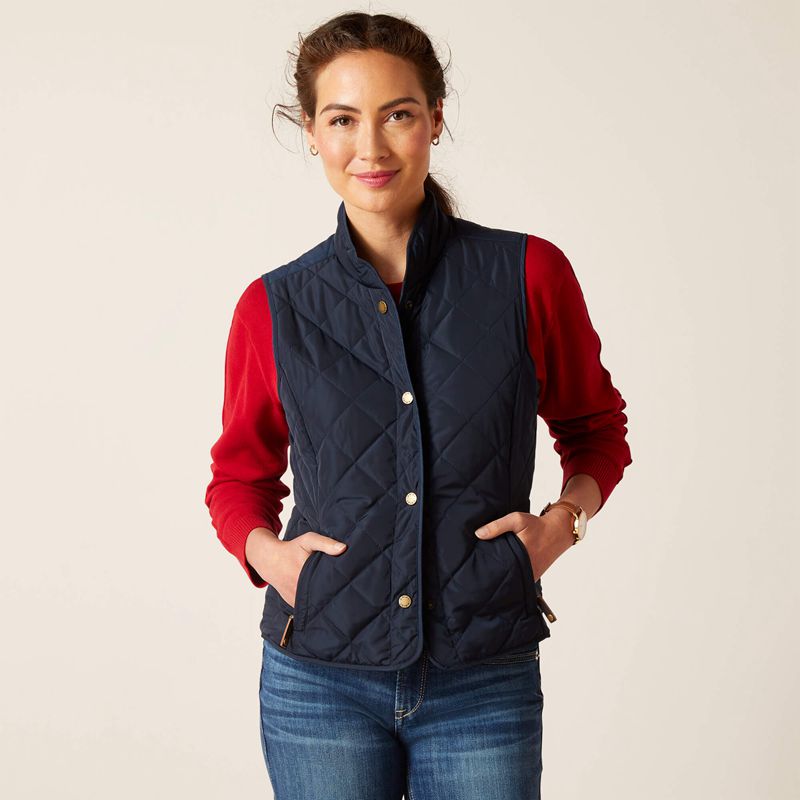 Ariat Woodside Vest Bleu Marine Femme | DTO-31168242