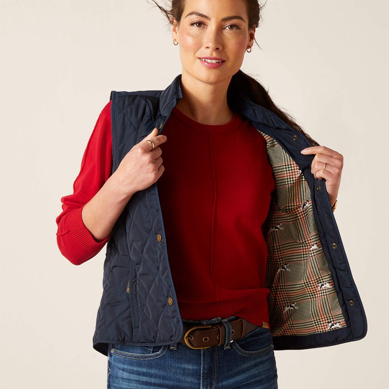 Ariat Woodside Vest Bleu Marine Femme | DTO-31168242