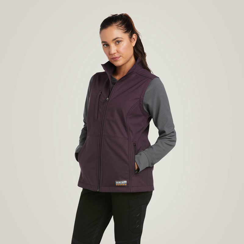 Ariat Rebar Stretch Canvas Softshell Vest Plum Perfect Femme | CBS-73066038