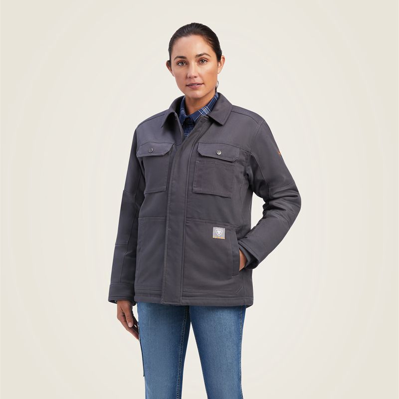 Ariat Rebar Duracanvas Sherpa-Lined Coat Grise Femme | PHH-90148360