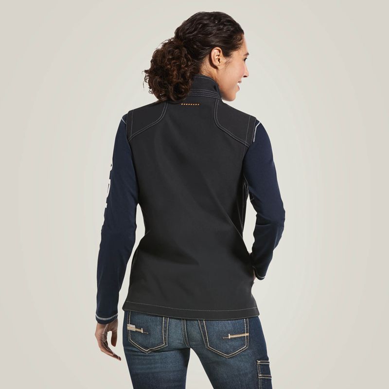 Ariat Rebar Stretch Canvas Softshell Vest Noir Femme | OQU-14103392