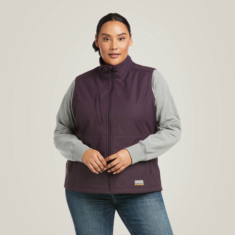 Ariat Rebar Stretch Canvas Softshell Vest Plum Perfect Femme | CBS-73066038