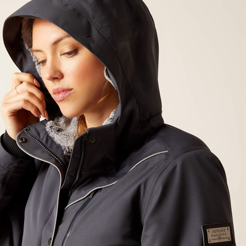 Ariat Tempest Waterproof Insulated Parka Ebony Femme | PLC-77378875