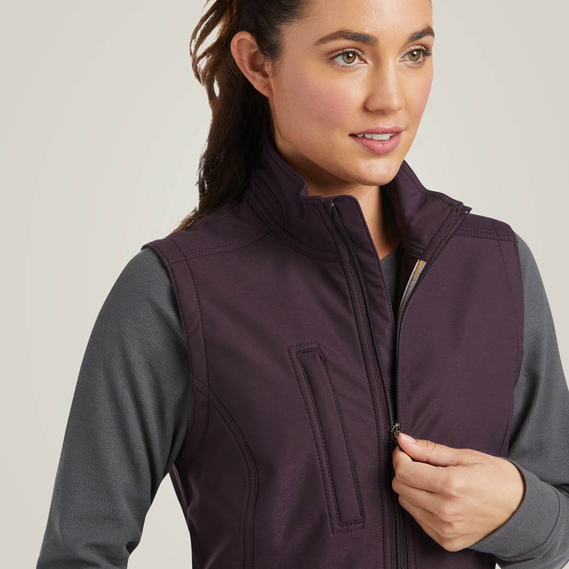 Ariat Rebar Stretch Canvas Softshell Vest Plum Perfect Femme | CBS-73066038