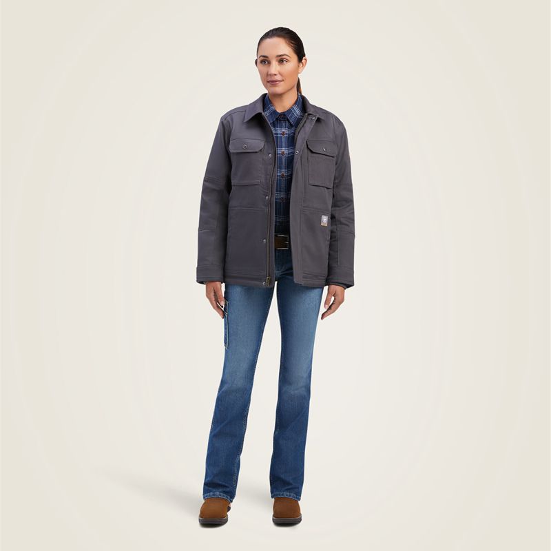 Ariat Rebar Duracanvas Sherpa-Lined Coat Grise Femme | PHH-90148360