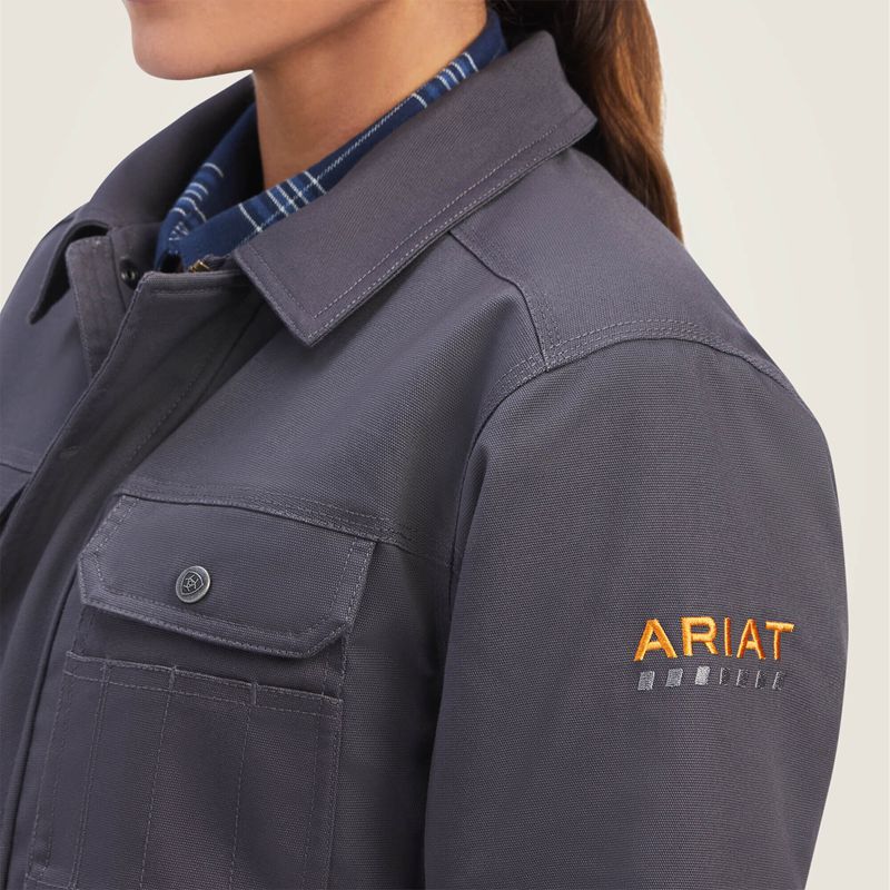 Ariat Rebar Duracanvas Sherpa-Lined Coat Grise Femme | PHH-90148360