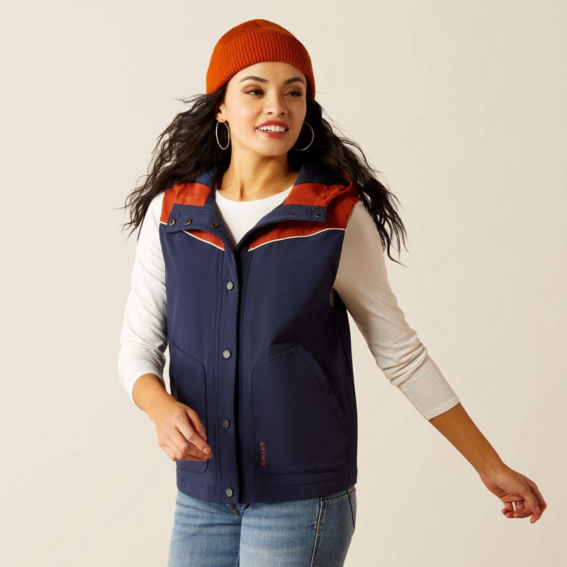 Ariat Pioneer Stretchshell Vest Navy/Picante Femme | ZWM-81990188