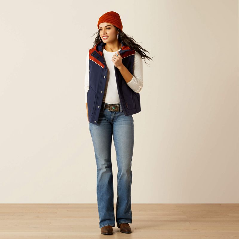 Ariat Pioneer Stretchshell Vest Navy/Picante Femme | ZWM-81990188