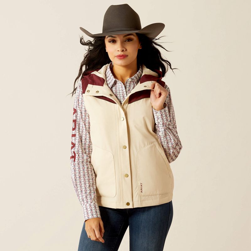 Ariat Pioneer Stretchshell Vest Summer Sand/Rosewood Femme | NHH-95546784