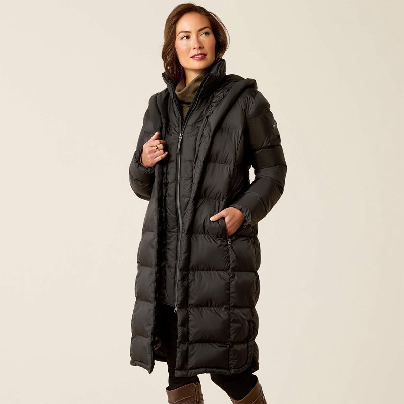 Ariat Norfolk Long Puffa Coat Noir Femme | GFM-81786748