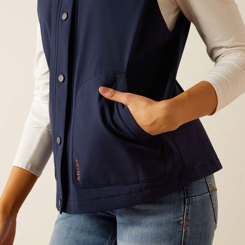 Ariat Pioneer Stretchshell Vest Navy/Picante Femme | ZWM-81990188