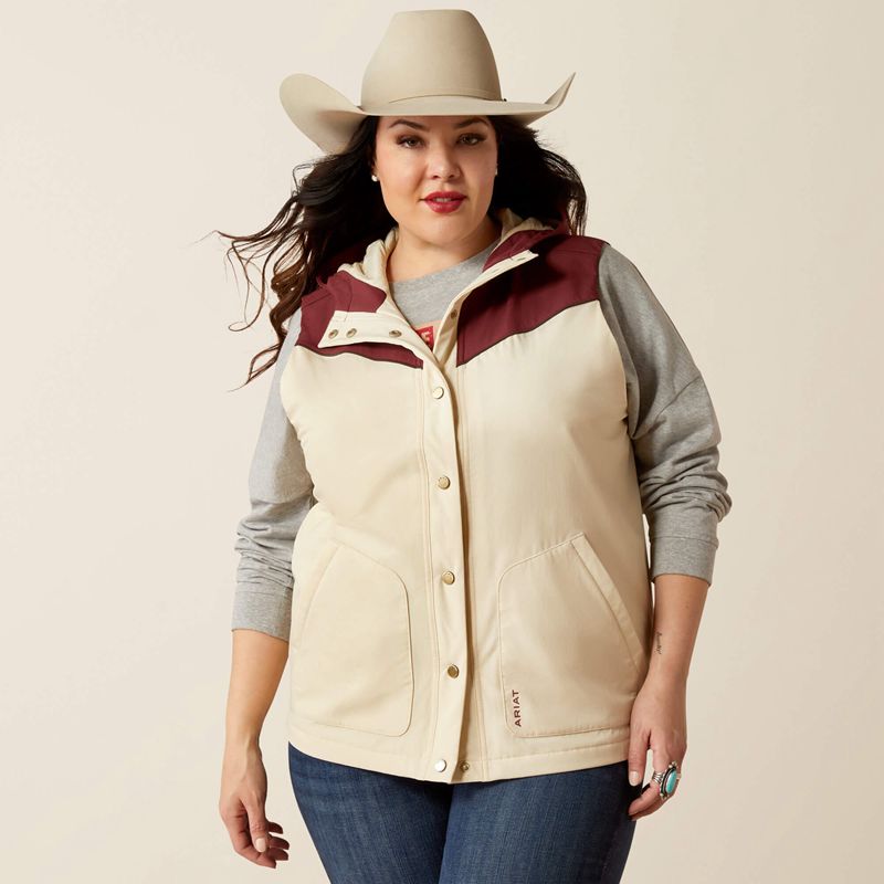 Ariat Pioneer Stretchshell Vest Summer Sand/Rosewood Femme | NHH-95546784