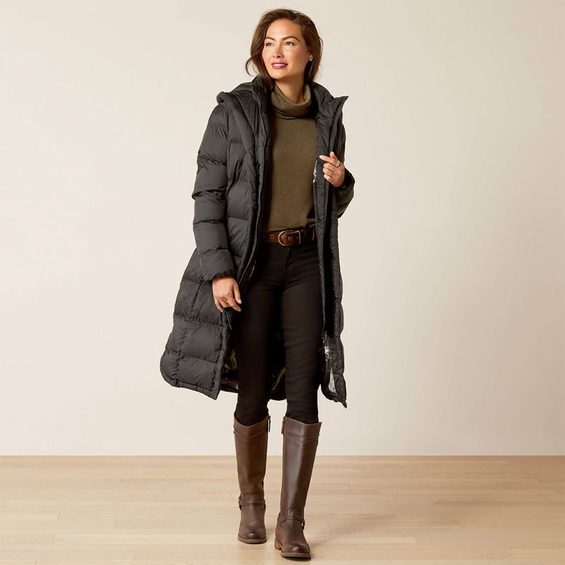 Ariat Norfolk Long Puffa Coat Noir Femme | GFM-81786748