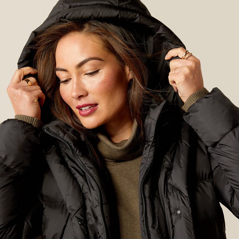 Ariat Norfolk Long Puffa Coat Noir Femme | GFM-81786748