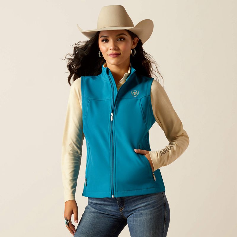 Ariat New Team Softshell Vest Ocean Depths/Retro Ranch Print Femme | WNP-41155294