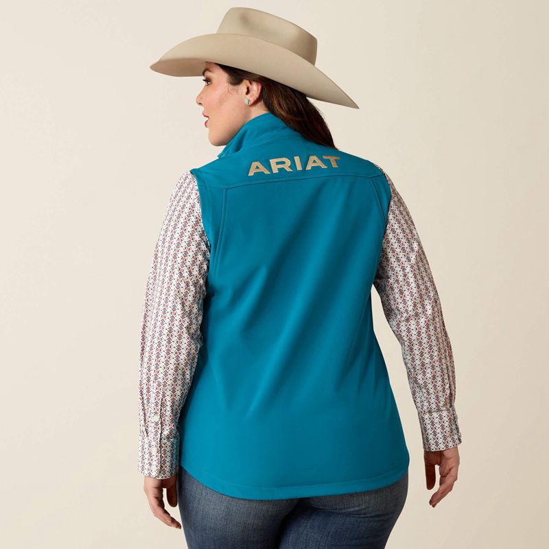 Ariat New Team Softshell Vest Ocean Depths/Retro Ranch Print Femme | WNP-41155294