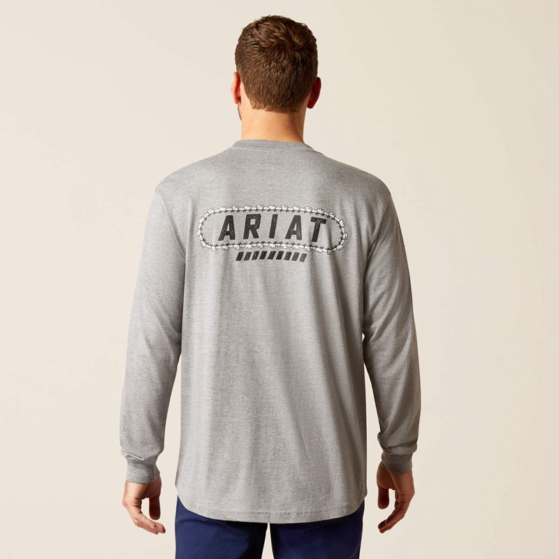 Ariat Rebar Cotton Strong Chainsaw Logo T-Shirt Grise Homme | TZG-42904410