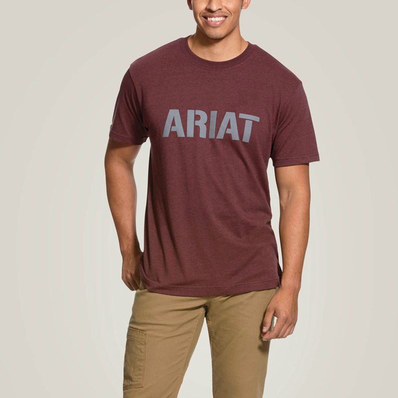 Ariat Rebar Cotton Strong Block Bordeaux Homme | FHB-66669964