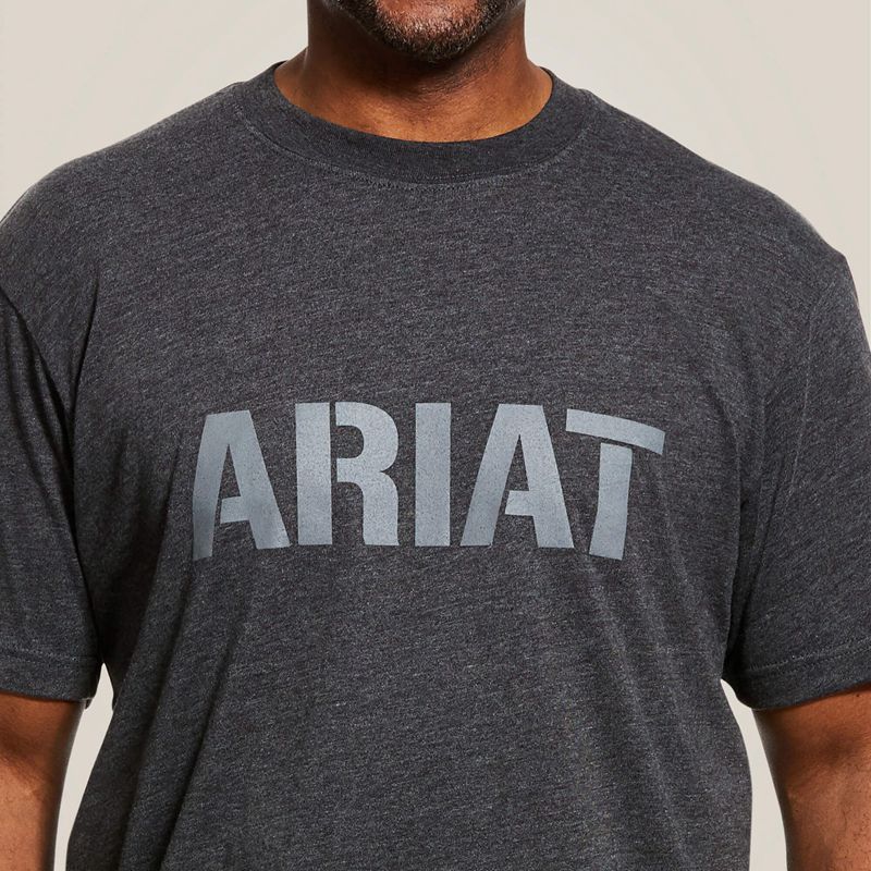 Ariat Rebar Cotton Strong Block Charcoal Heather Homme | HZH-58503260