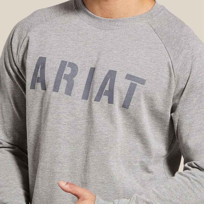 Ariat Rebar Cotton Strong Block T-Shirt Grise Homme | HPU-03538670