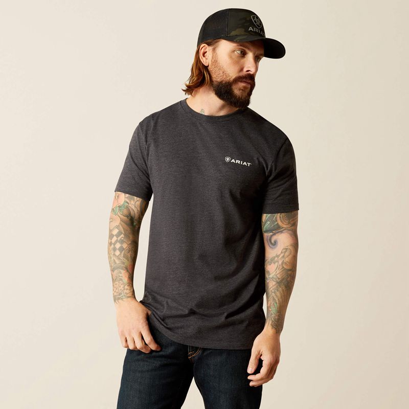 Ariat Original Lines T-Shirt Charcoal Heather Homme | VVC-90103257