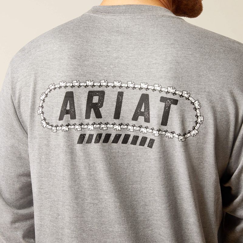 Ariat Rebar Cotton Strong Chainsaw Logo T-Shirt Grise Homme | TZG-42904410