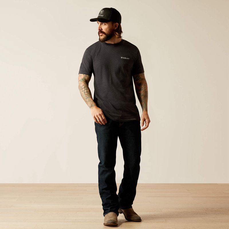 Ariat Original Lines T-Shirt Charcoal Heather Homme | VVC-90103257