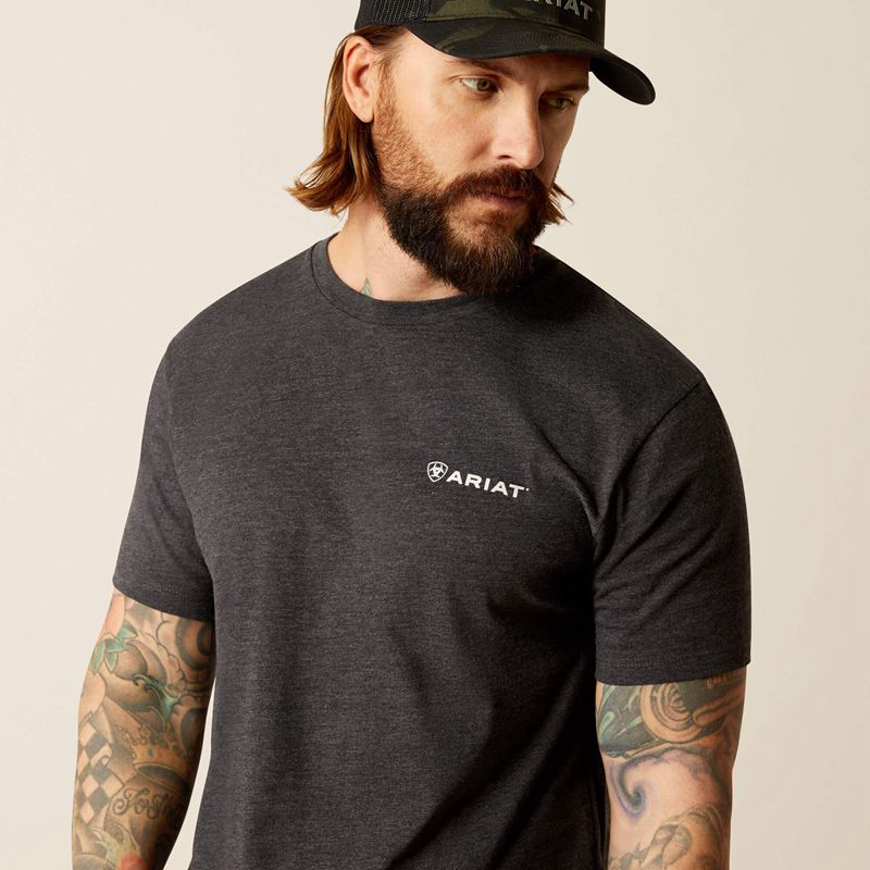 Ariat Original Lines T-Shirt Charcoal Heather Homme | VVC-90103257