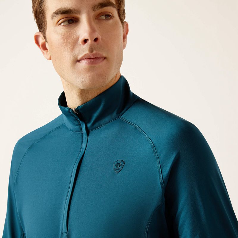 Ariat Lowell 1/4 Zip Recycled Materials Baselayer Reflecting Pond Homme | DTD-02990583