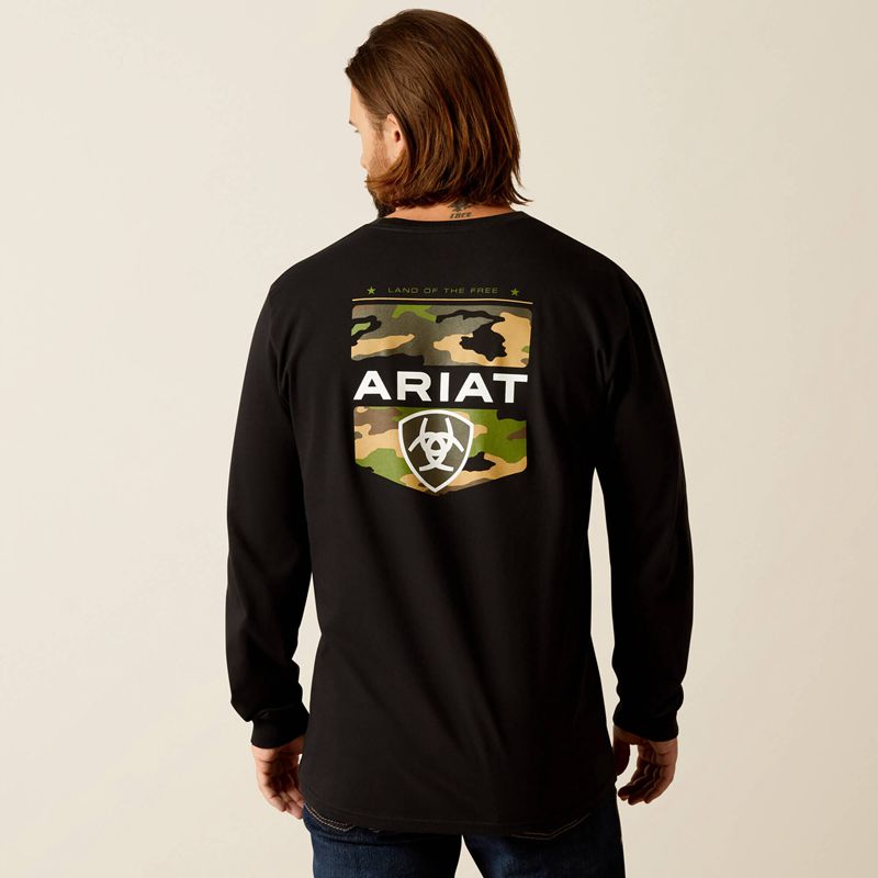 Ariat Lotf Camo Shield T-Shirt Noir Homme | YHU-80587704