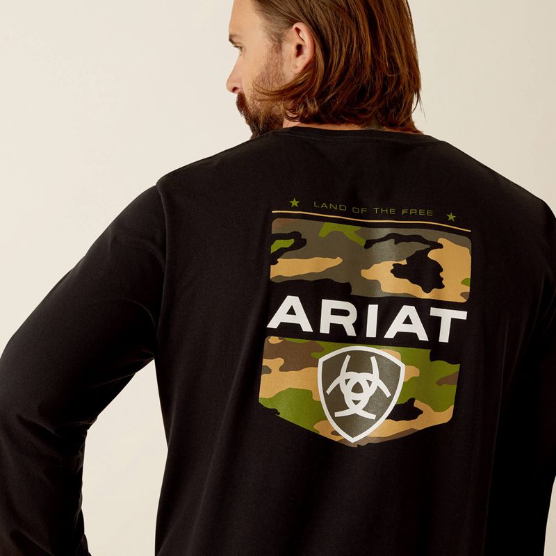 Ariat Lotf Camo Shield T-Shirt Noir Homme | YHU-80587704