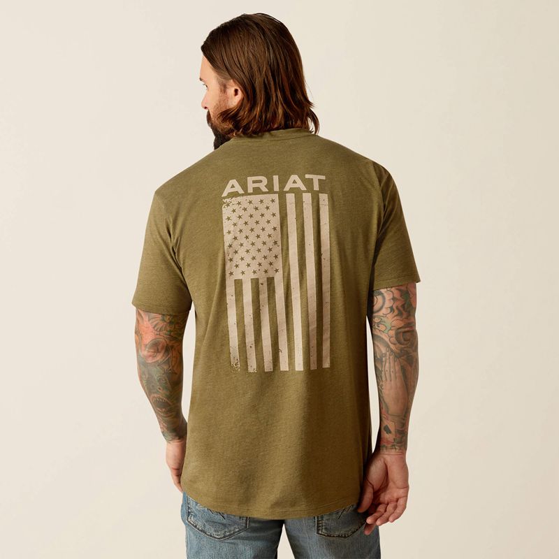 Ariat Freedom T-Shirt Military Heather Homme | POX-20627476