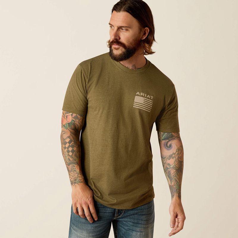 Ariat Freedom T-Shirt Military Heather Homme | POX-20627476