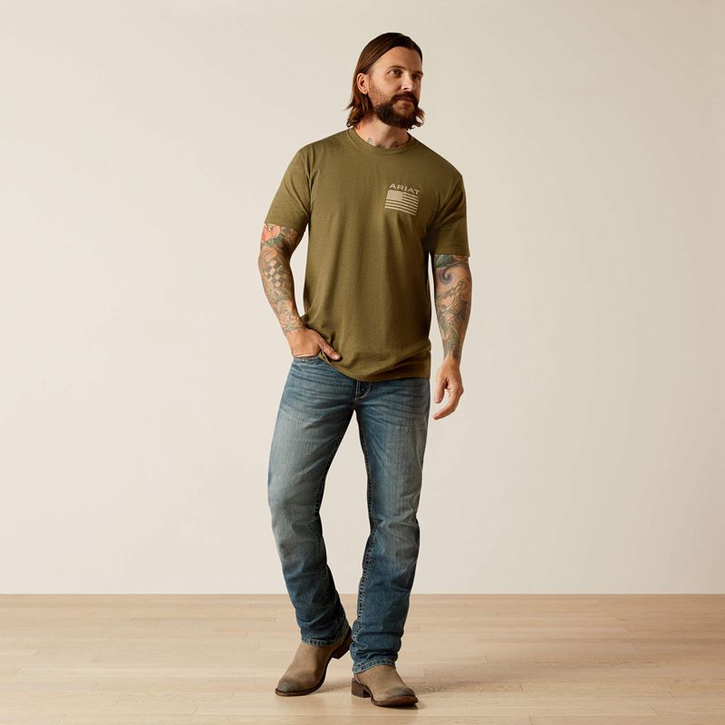 Ariat Freedom T-Shirt Military Heather Homme | POX-20627476