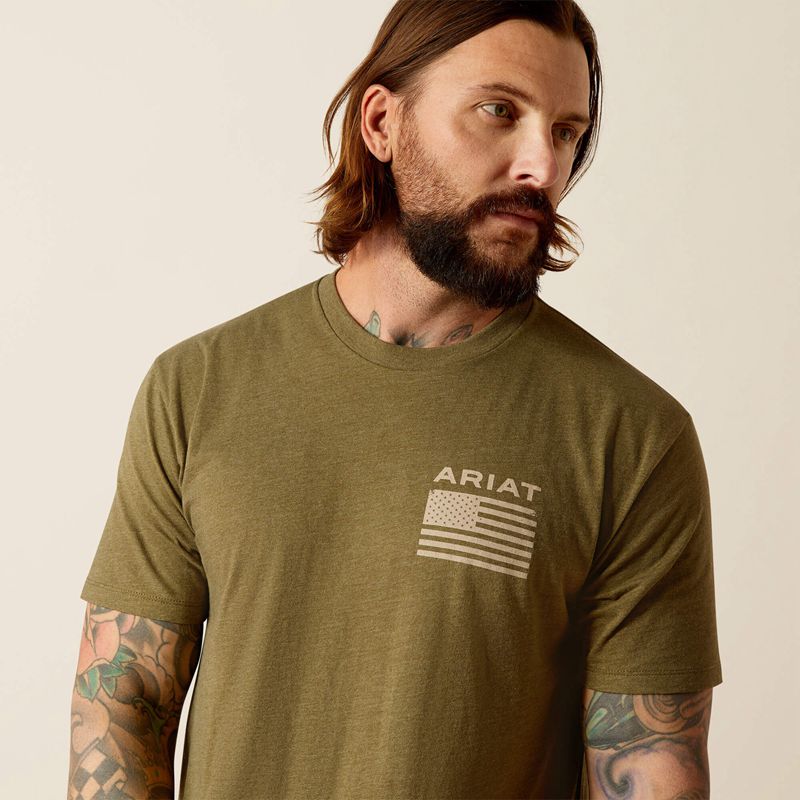 Ariat Freedom T-Shirt Military Heather Homme | POX-20627476