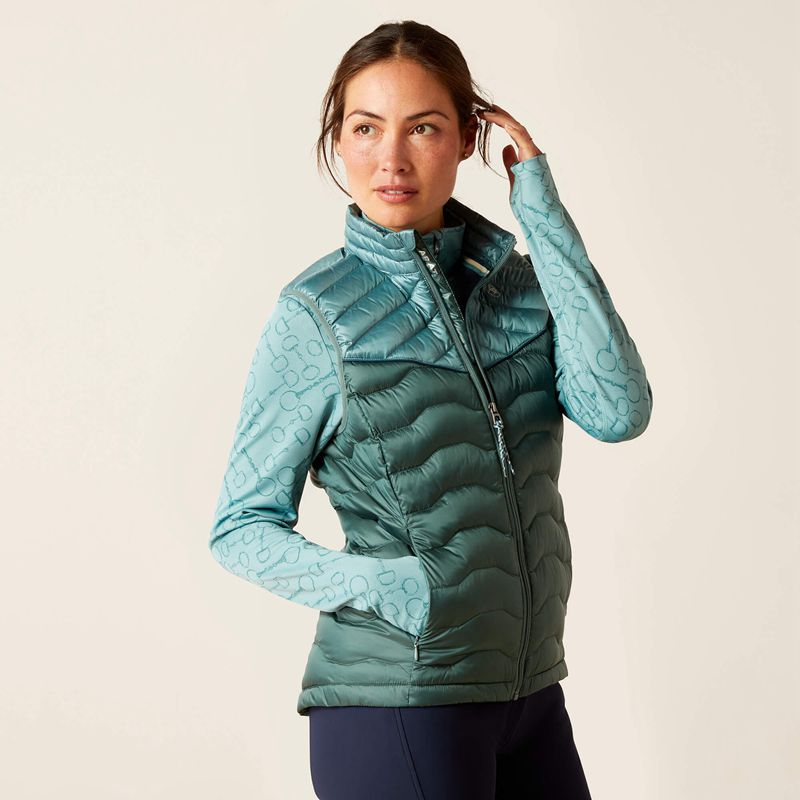 Ariat Ideal Down Vest Iridescent Arctic/Silver Pine Femme | ZFS-57176746