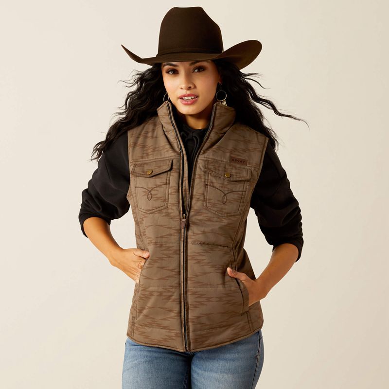 Ariat Grizzly Quilted Vest Banyan Bark Femme | TFZ-67659413