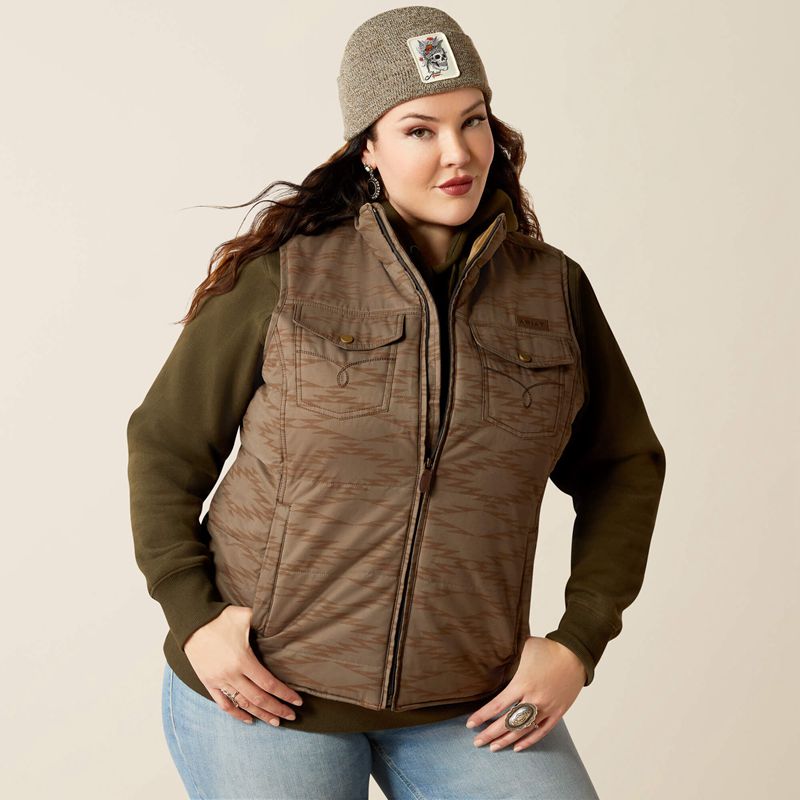 Ariat Grizzly Quilted Vest Banyan Bark Femme | TFZ-67659413