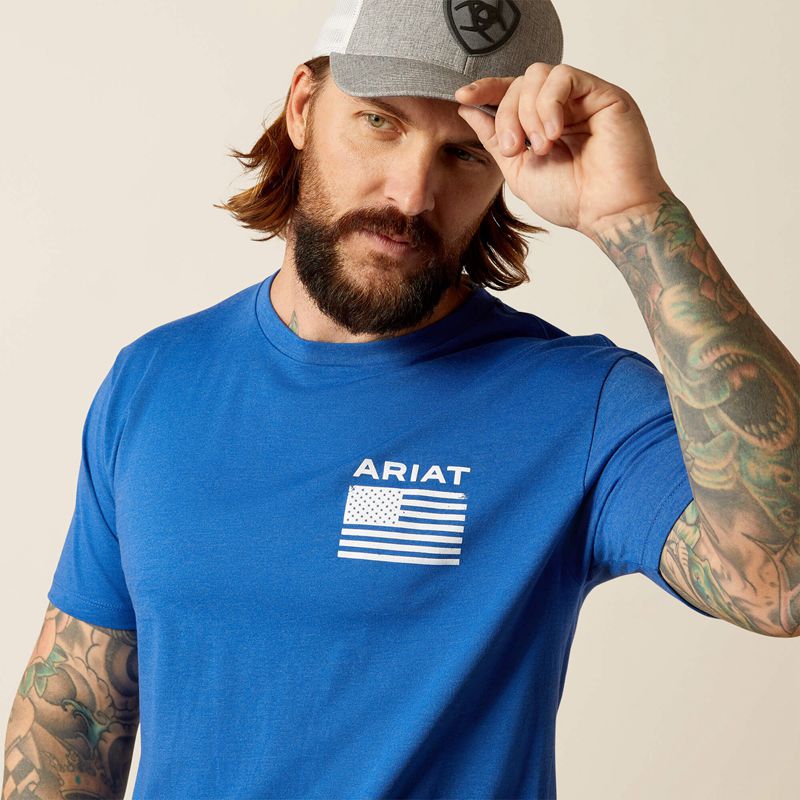 Ariat Freedom T-Shirt Bleu Royal Homme | MVE-51527808