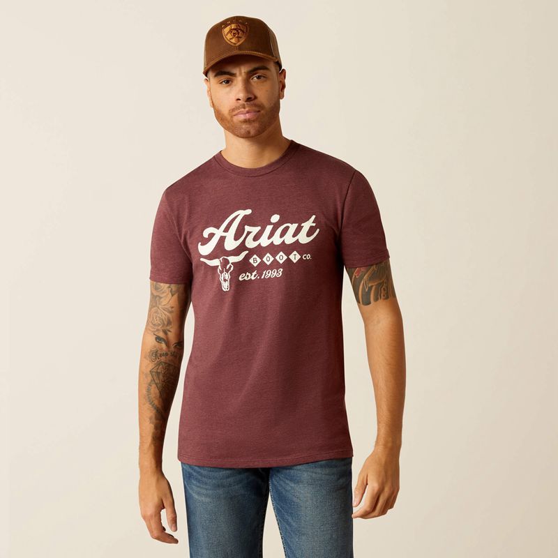 Ariat Established Boot Co. T-Shirt Bordeaux Homme | QXT-30335421