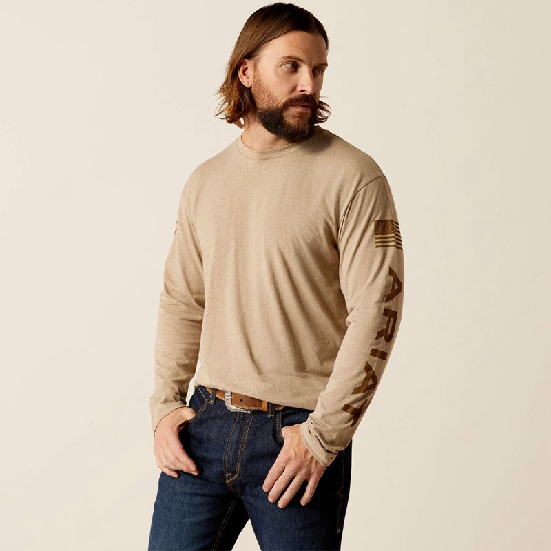 Ariat Elevated V2 T-Shirt Oatmeal Heather Homme | OJI-58547395