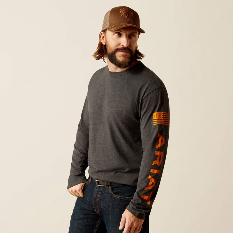 Ariat Elevated V2 T-Shirt Charcoal Heather Homme | QMM-74106175