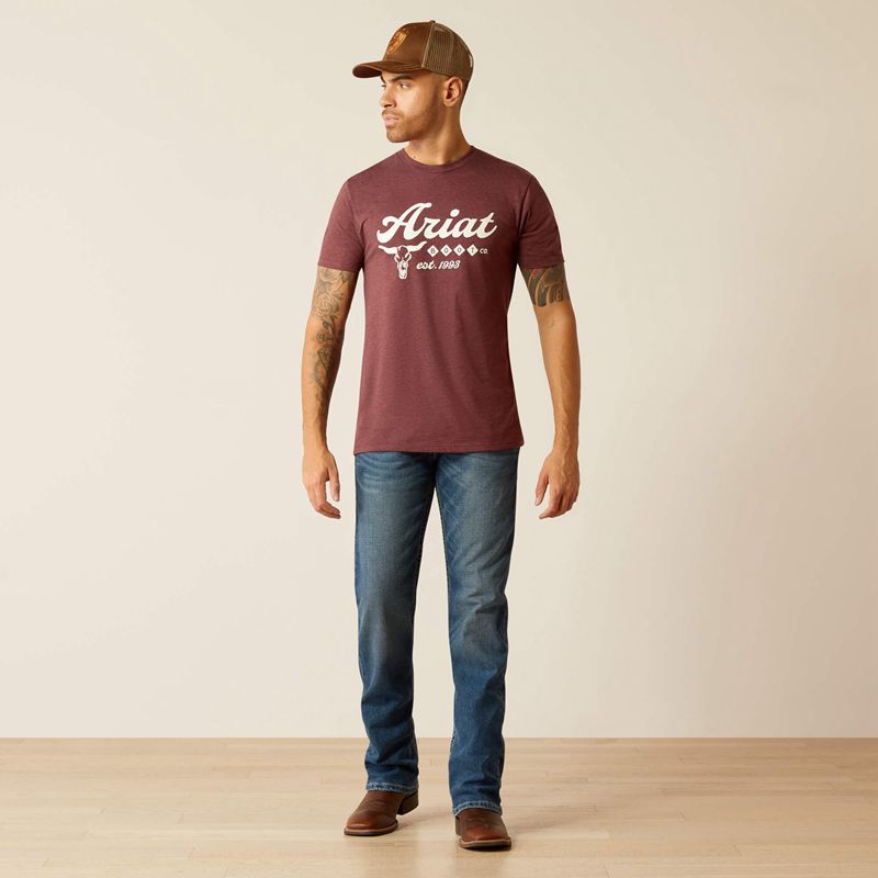 Ariat Established Boot Co. T-Shirt Bordeaux Homme | QXT-30335421