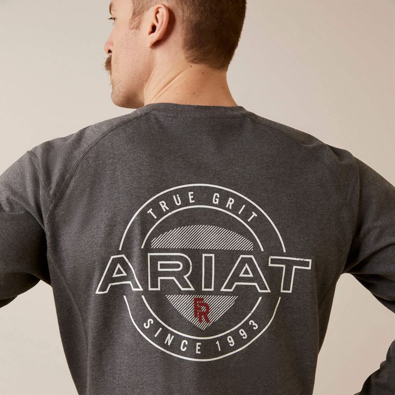 Ariat Fr Air True Grit T-Shirt Charcoal Heather Homme | UTP-91409751