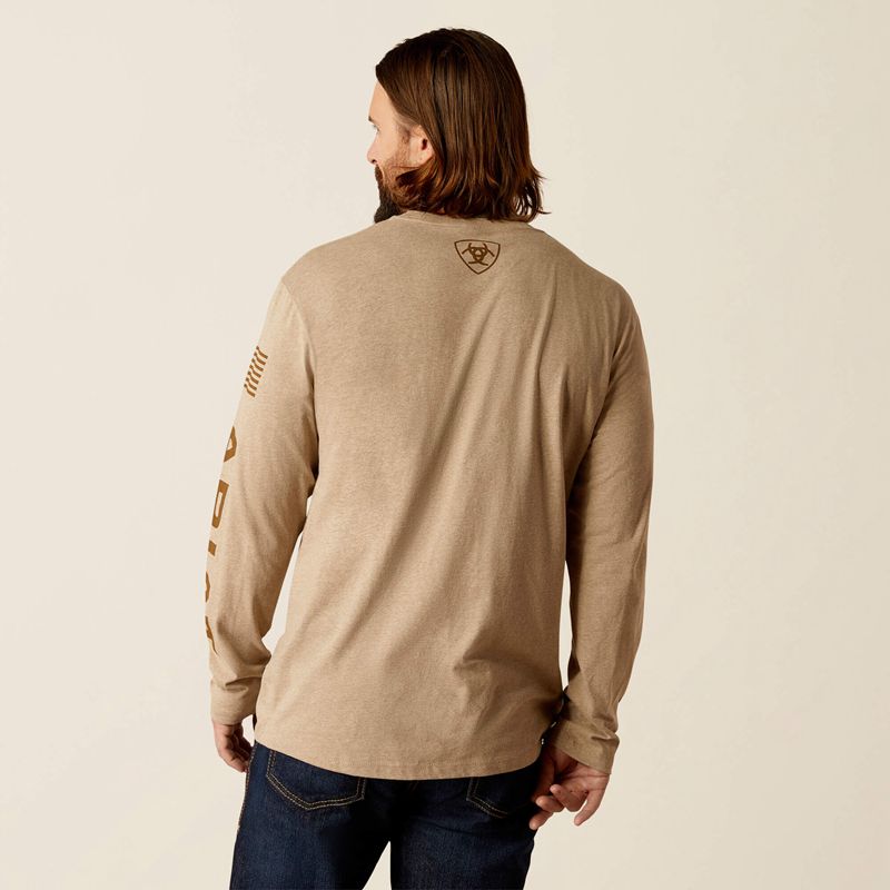 Ariat Elevated V2 T-Shirt Oatmeal Heather Homme | OJI-58547395