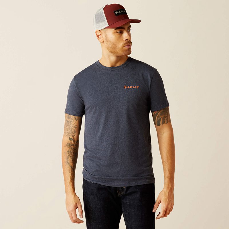 Ariat Eagle Rock T-Shirt Bleu Marine Homme | VED-60678588