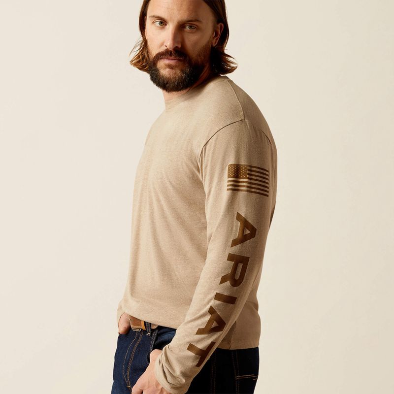 Ariat Elevated V2 T-Shirt Oatmeal Heather Homme | OJI-58547395