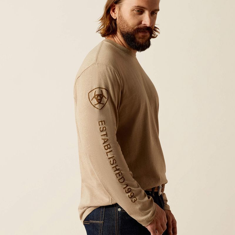 Ariat Elevated V2 T-Shirt Oatmeal Heather Homme | OJI-58547395